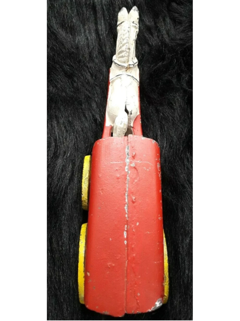 Vintage Cast Iron Horse & Ice Wagon connected children's toy heavy Antique Iron